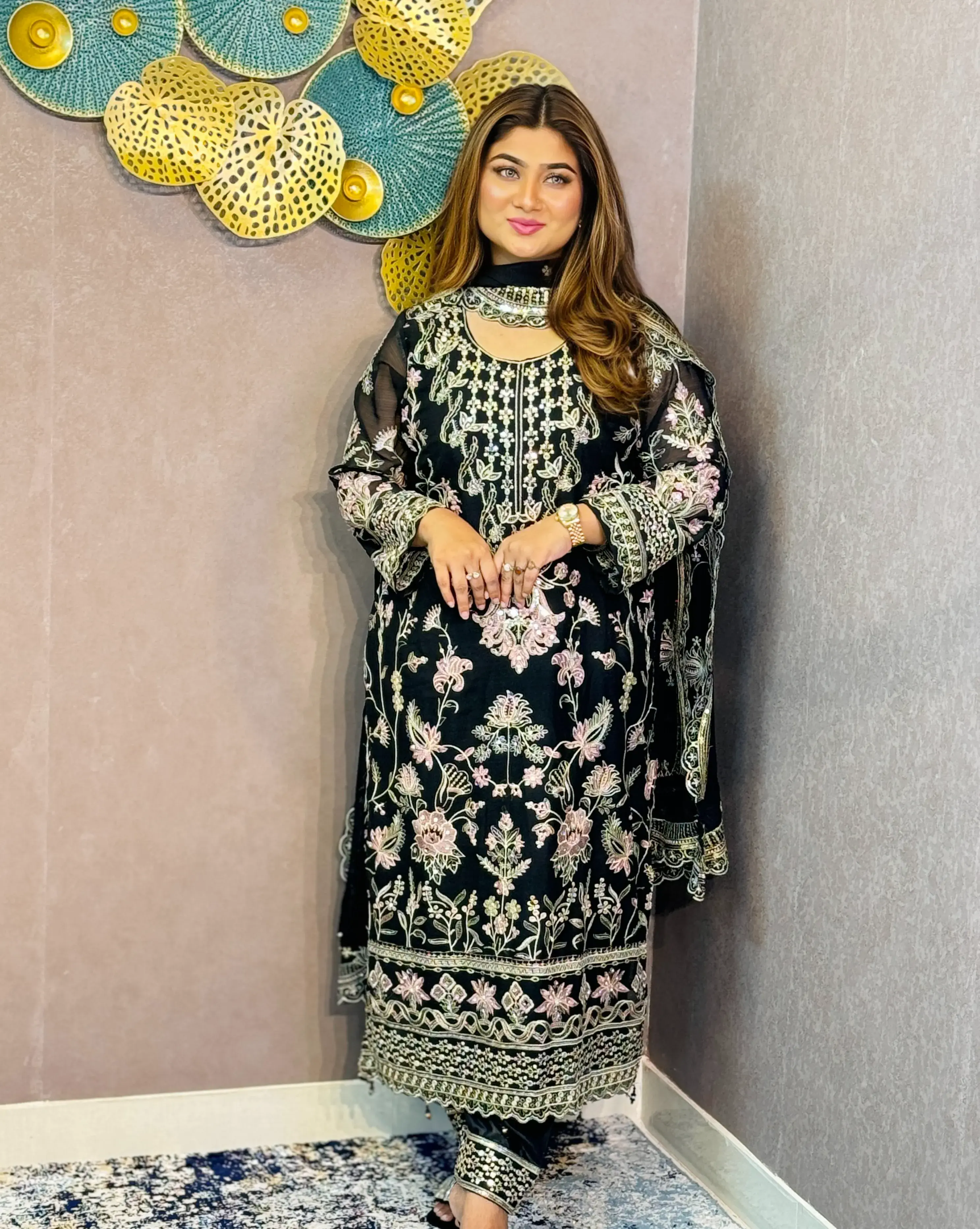 Georgette 4 Pices Unstitched Dress